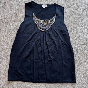 Joseph A Black Sleeveless Blouse with Beaded Detail